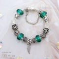 LB6895-BC กำไลชาร์มโทนเขียวเซตปีกนก