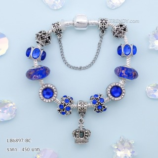 LB6897-BC กำไลชาร์มโทนน้ำเงินเซตมงกุฎ