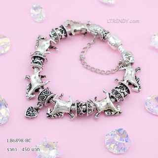 LB6898-BC กำไลชาร์มโทนเงินเซตม้า